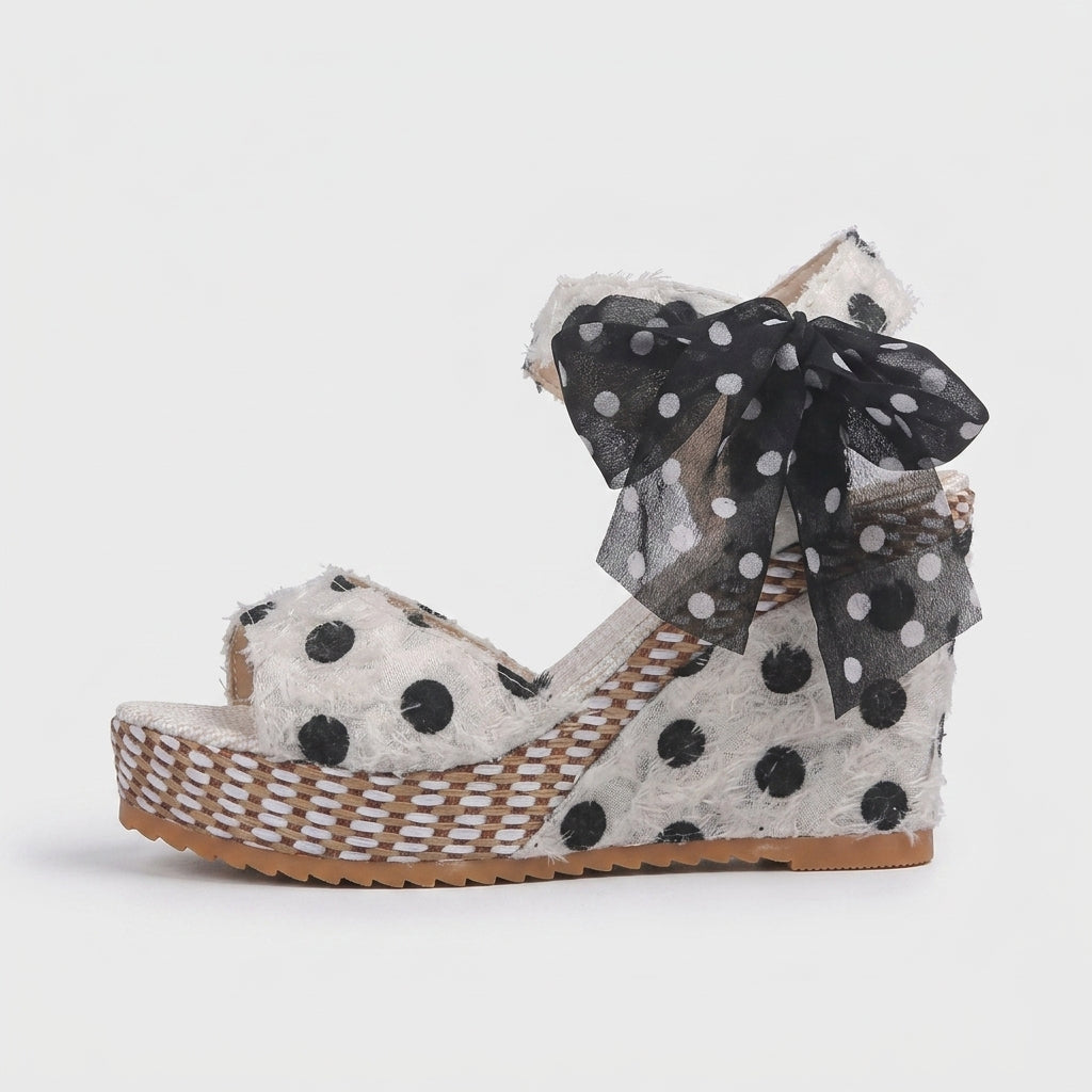 Women's Espadrille Wedge Sandals with Ankle Tie Bow
