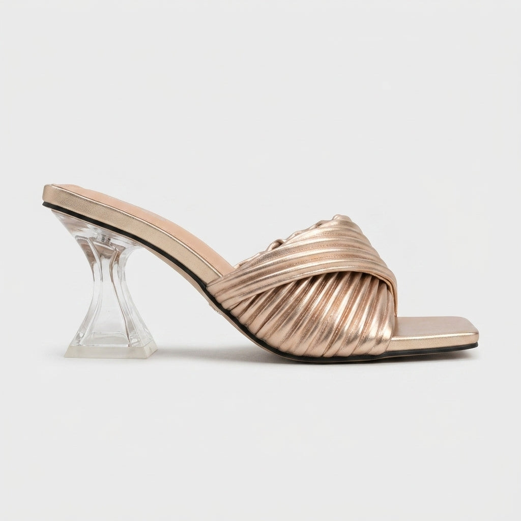 Women's Square Toe Solid Color Crystal Clear High Heels