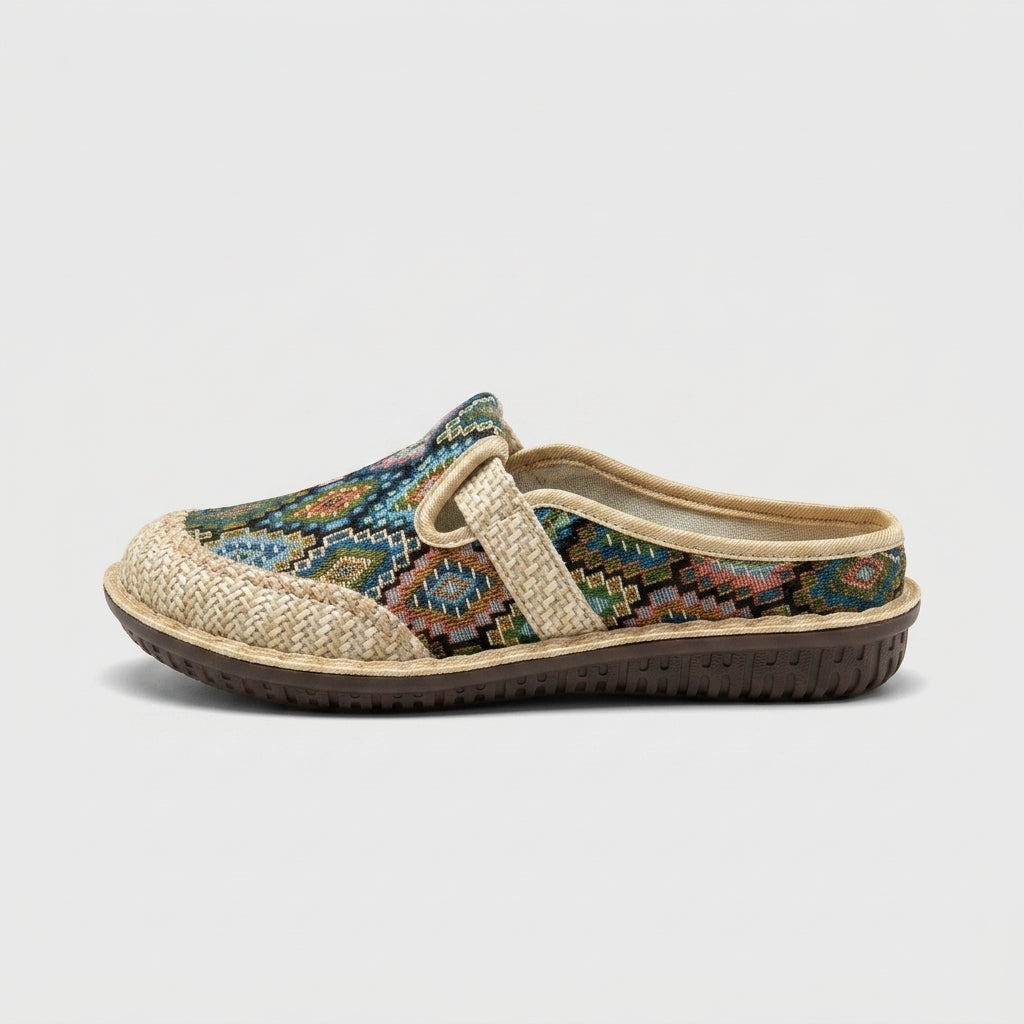 Women's Slippers Slip-On Embroidered Geometric Pattern Mules