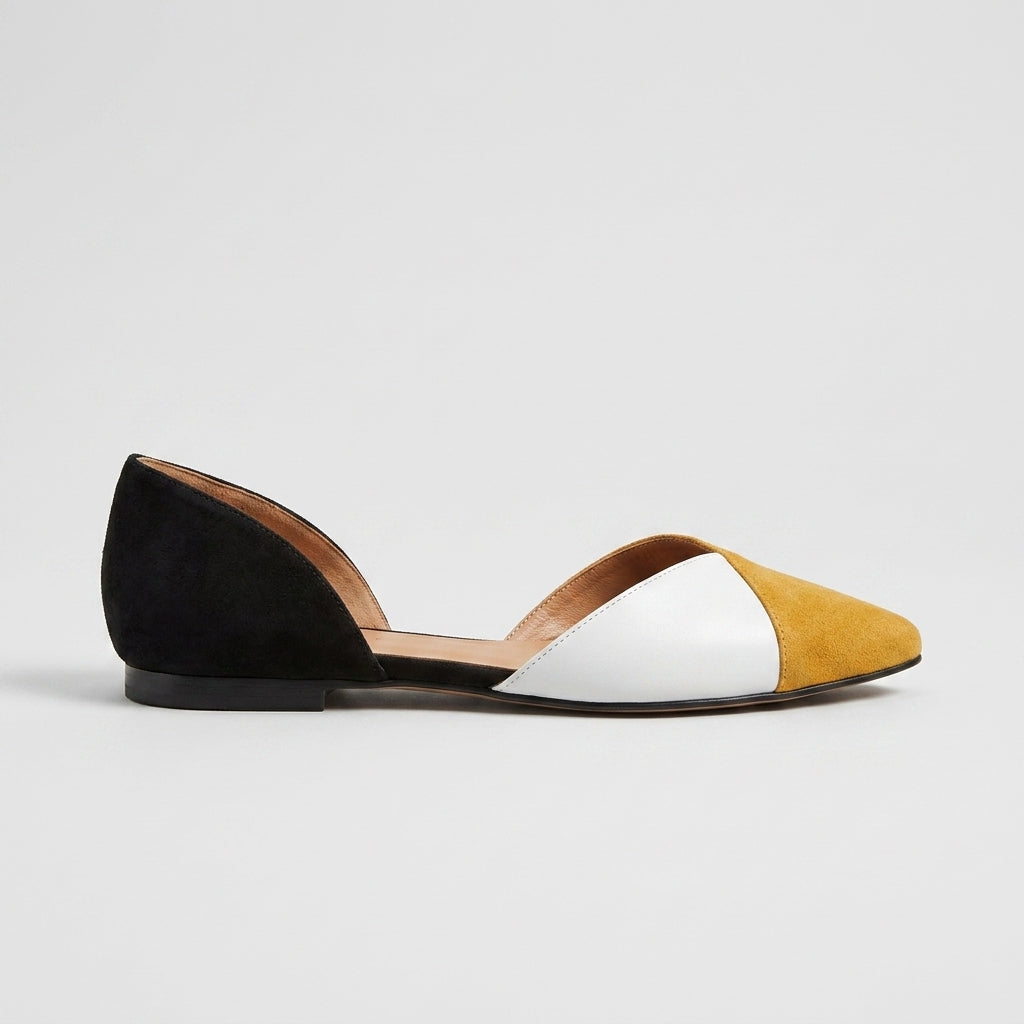 Women's Flats Pointed Toe Color-Block D'Orsay Slip-On Ballerinas
