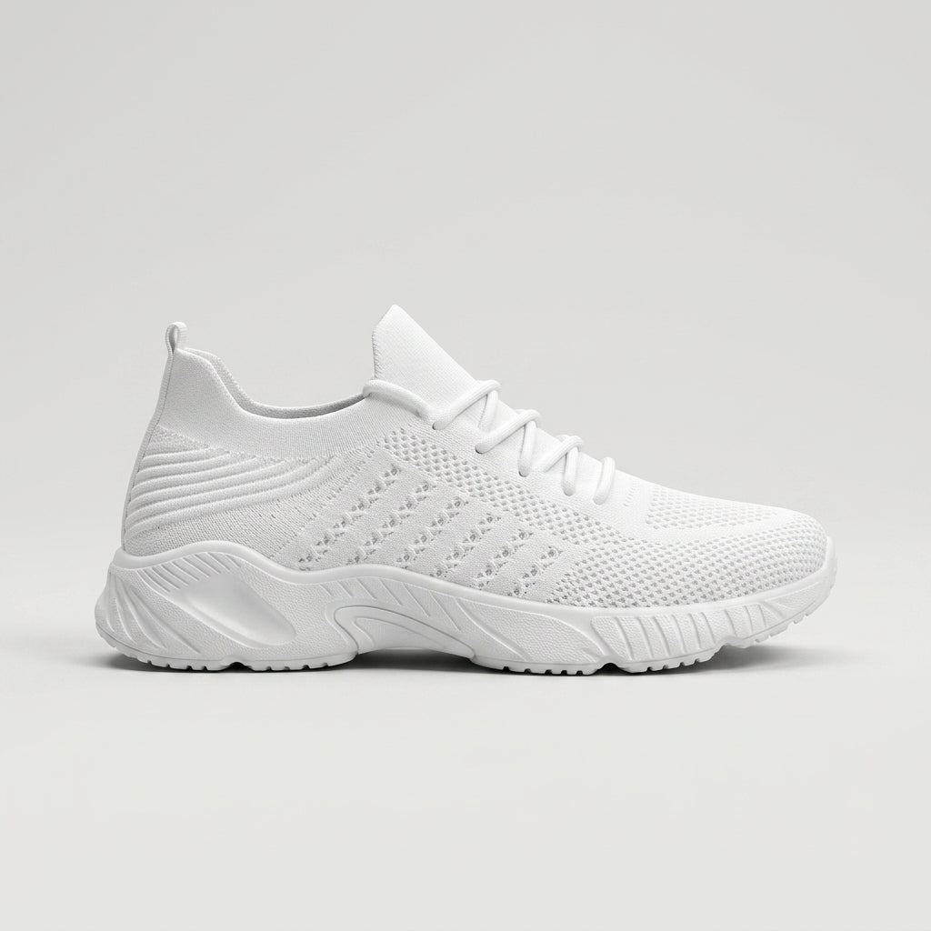 Women's Knit Lace-Up Low-Top Sneakers with Chunky Molded Sole
