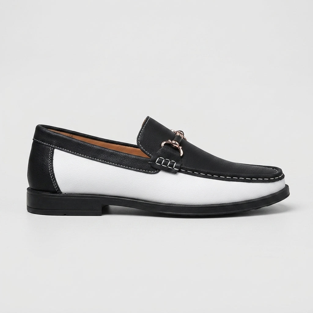 Men's Perforated Chain Bit Slip-On Penny Loafers