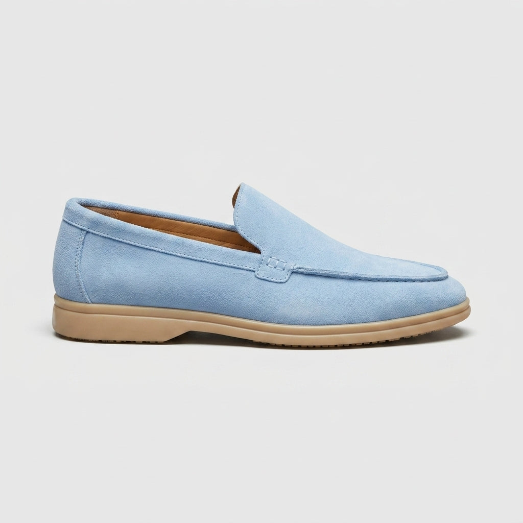 Men's Loafers Slip-On Moc-Toe Suede Rubber Sole Casual