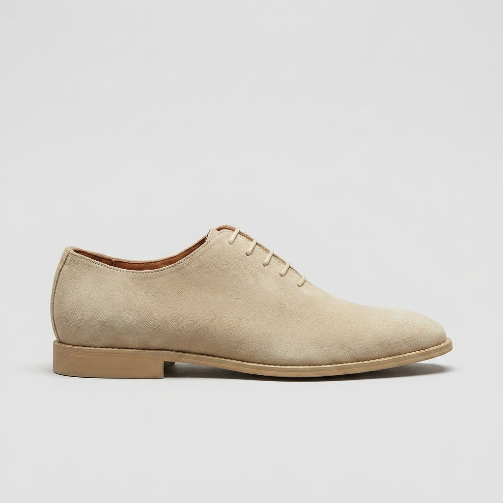 Men's Suede Oxford Shoes with Plain Toe and Lace-Up Closure