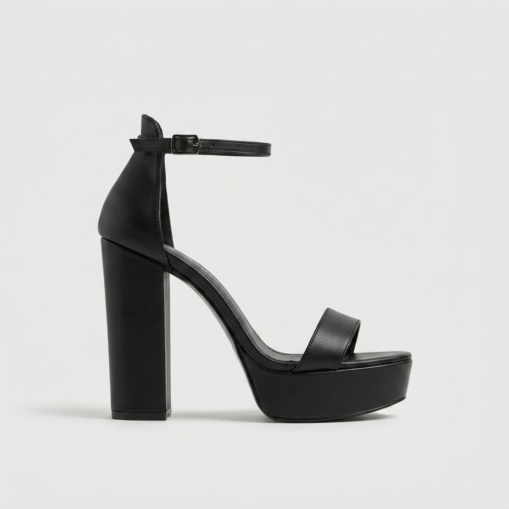 Women's Platform Heels Block Heel Ankle Strap Pearl Charm