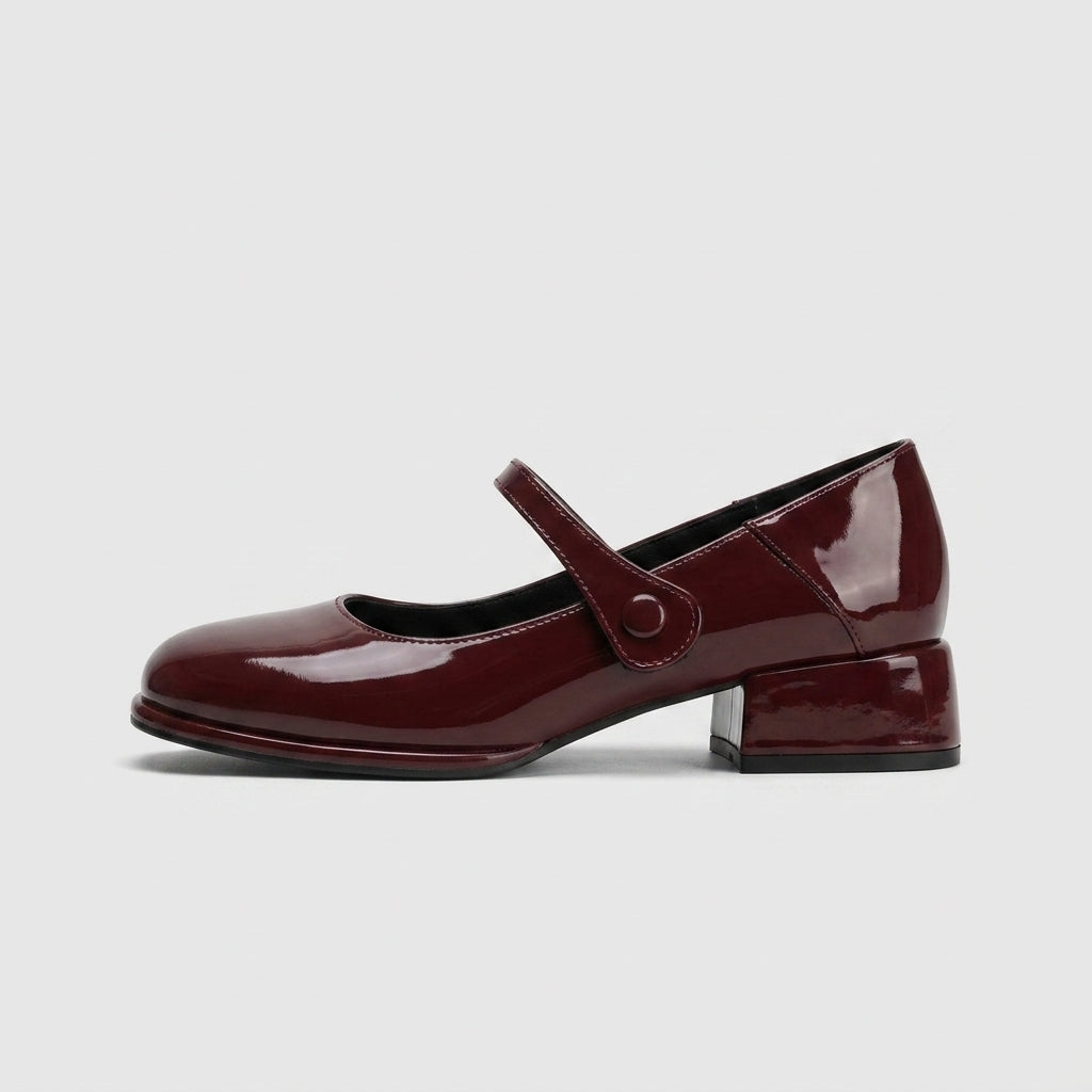 Women’s Patent Mary Jane Heels with Strap - Block Heel
