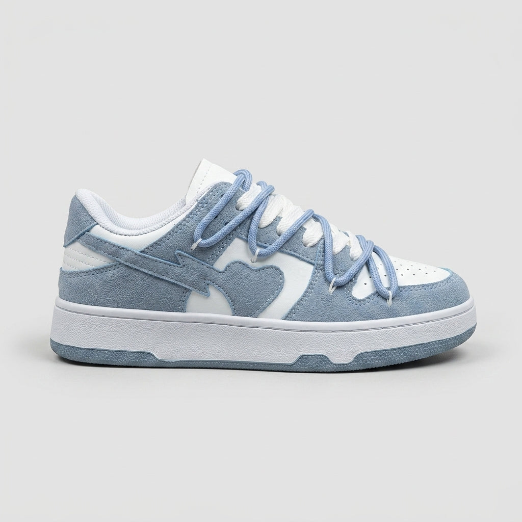 Women's Low-Top Perforated Lace-Up Basketball Sneakers Suede