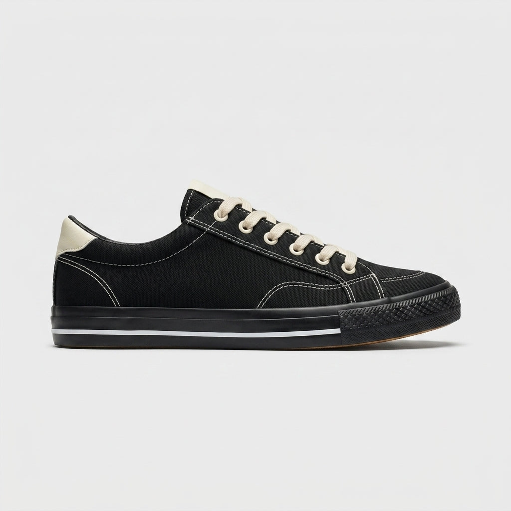 Men's Low-Top Sneakers - Lace-Up Canvas - Ribbed Sole