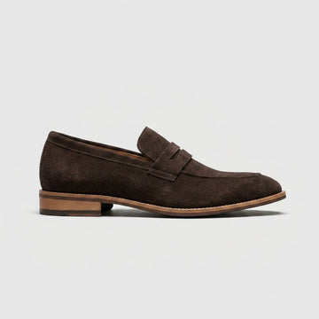 Men's Penny Loafers Suede Slip-On Low Block Heel