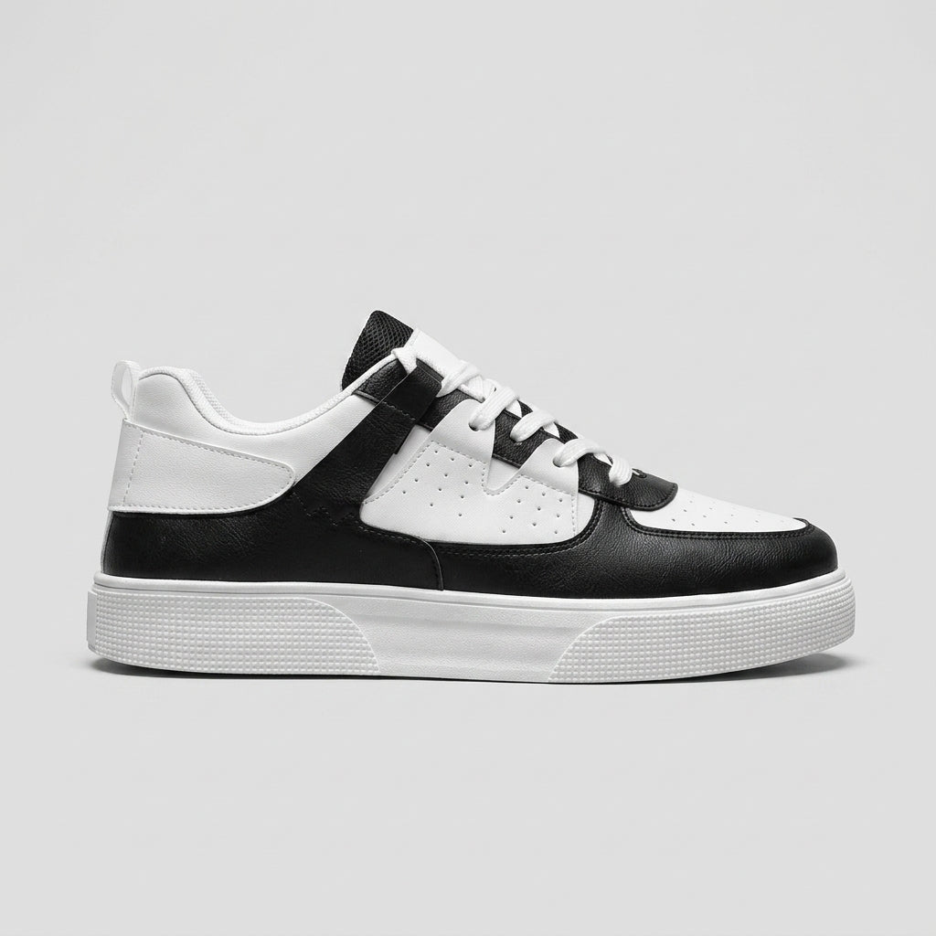 Men's Lace-Up Low-Top Sneakers with Perforated Toe Panel
