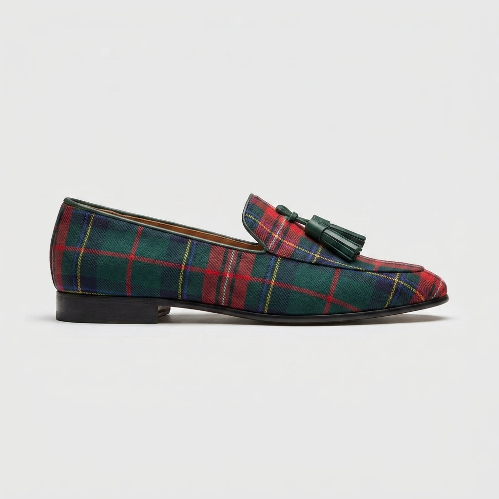 Women's Loafers Tartan Plaid Tassel Pointed Toe Penny Loafers