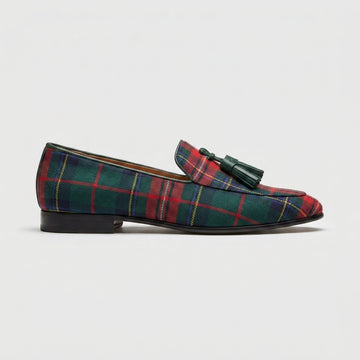 Women's Loafers Tartan Plaid Tassel Pointed Toe Penny Loafers