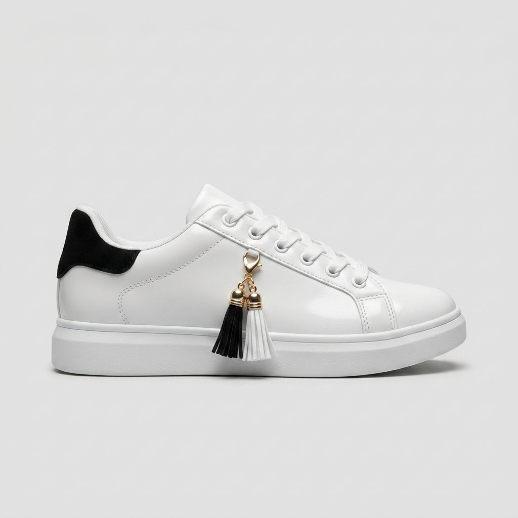 Women's Low-Top Lace-Up Sneakers - Tassel Detail - Flat Sole