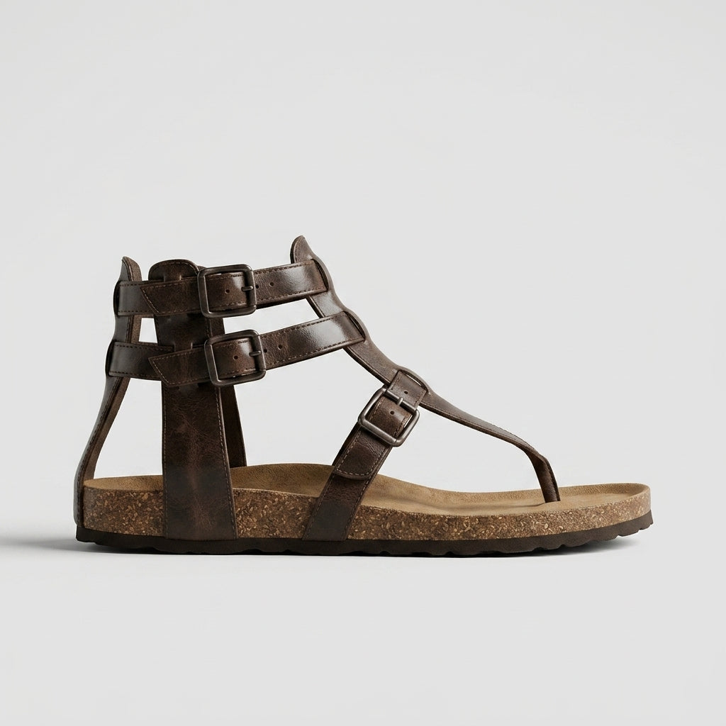 Women's Sandals Toe-Loop Buckle Strap Cork Footbed Flat