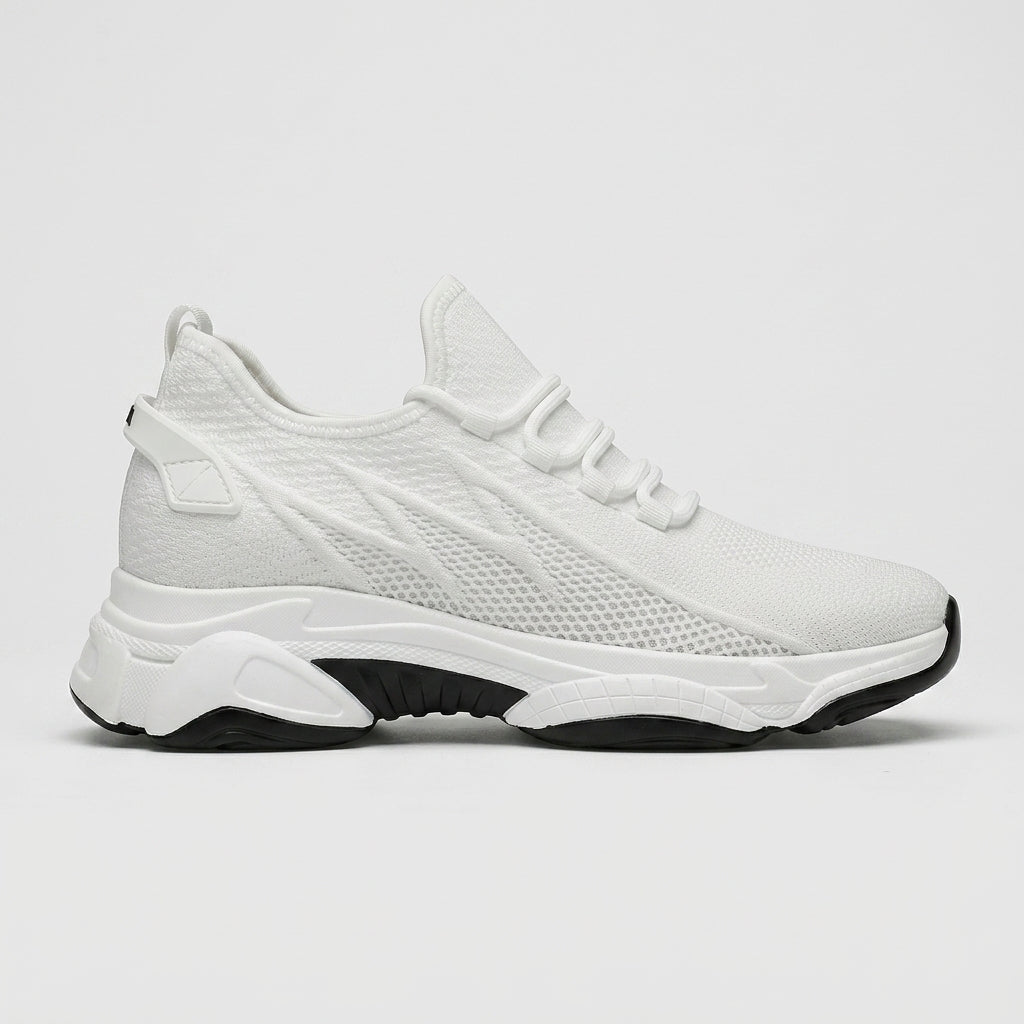 Men's Knit Sneakers with Lace-Up Closure and 8cm Height-Increase Sole