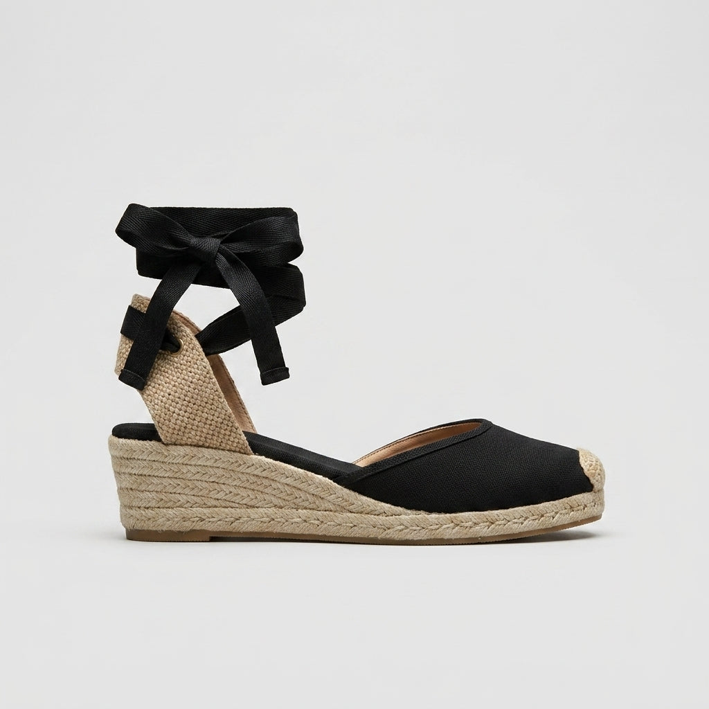 Women's Wedge Sandals Closed Toe Elastic Ankle Strap Espadrille