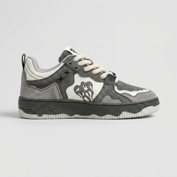 Women’s Low-Top Skate Sneakers with Rounded Toe - Lace-Up Closure