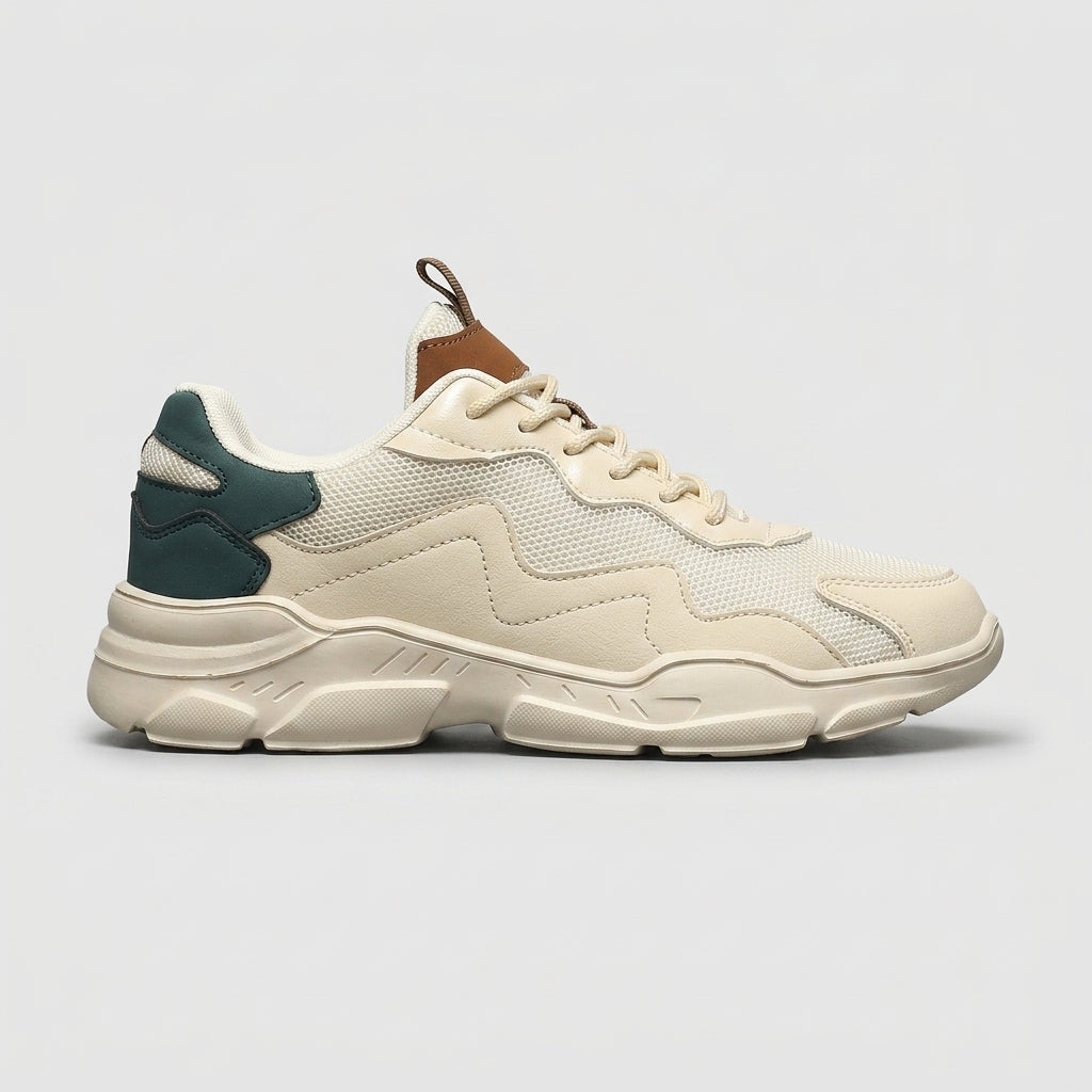 Women's Low-Top Lace-Up Sneakers - Mesh Upper - Chunky Sole