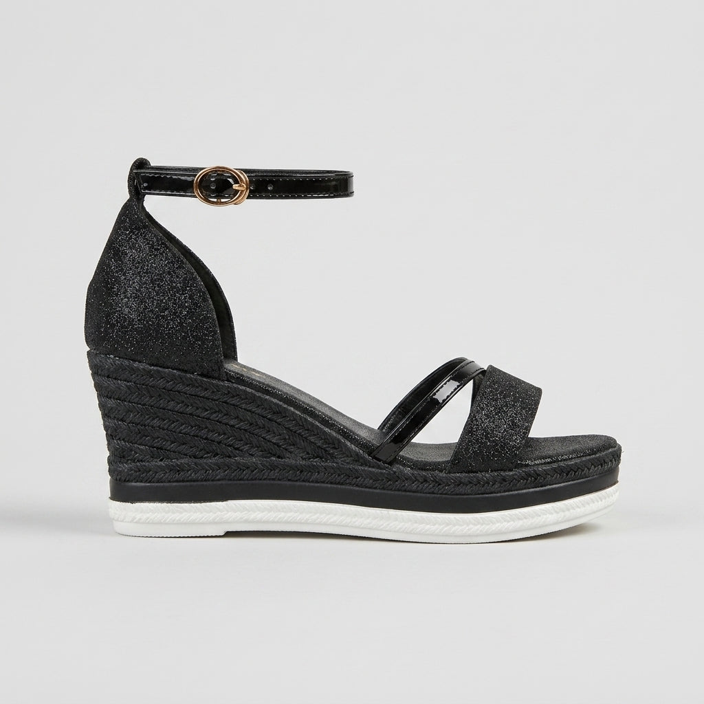 Women's Wedges Glitter Platform Espadrille Ankle Strap Sandals