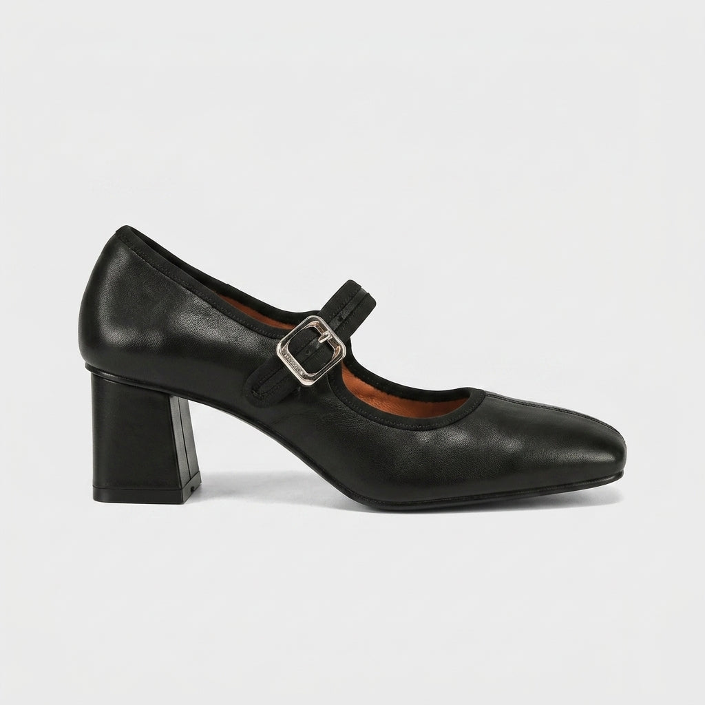 Women's Mary Jane Heels - Square Toe - Block Heel - Ankle Strap