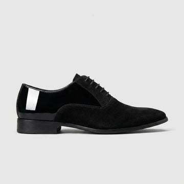 Men’s Leather Lace-Up Oxford Shoes with Almond Toe - Contrast Upper