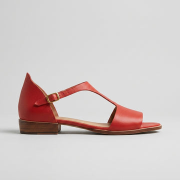 Women's Sandals T-Strap Ankle Strap Low Block Heels