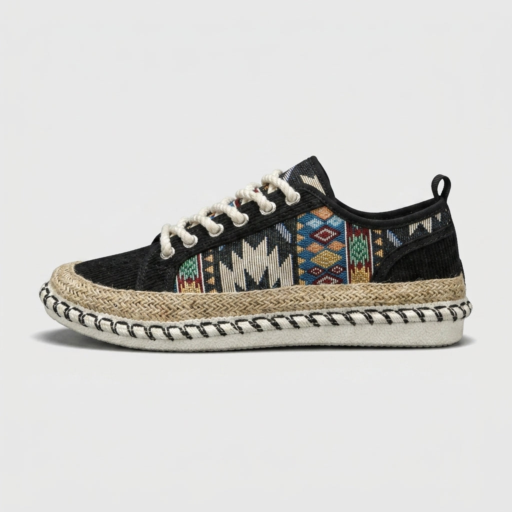 Men's Lace-Up Espadrille Sneakers with Tribal Pattern Panel
