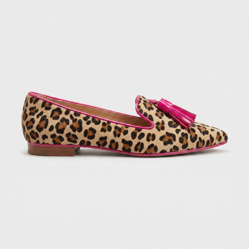Women's Flats Pointed Toe Leopard Print Tassel Loafers
