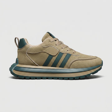 Men's Lace-Up Retro Runner Sneakers with Striped Side Panel