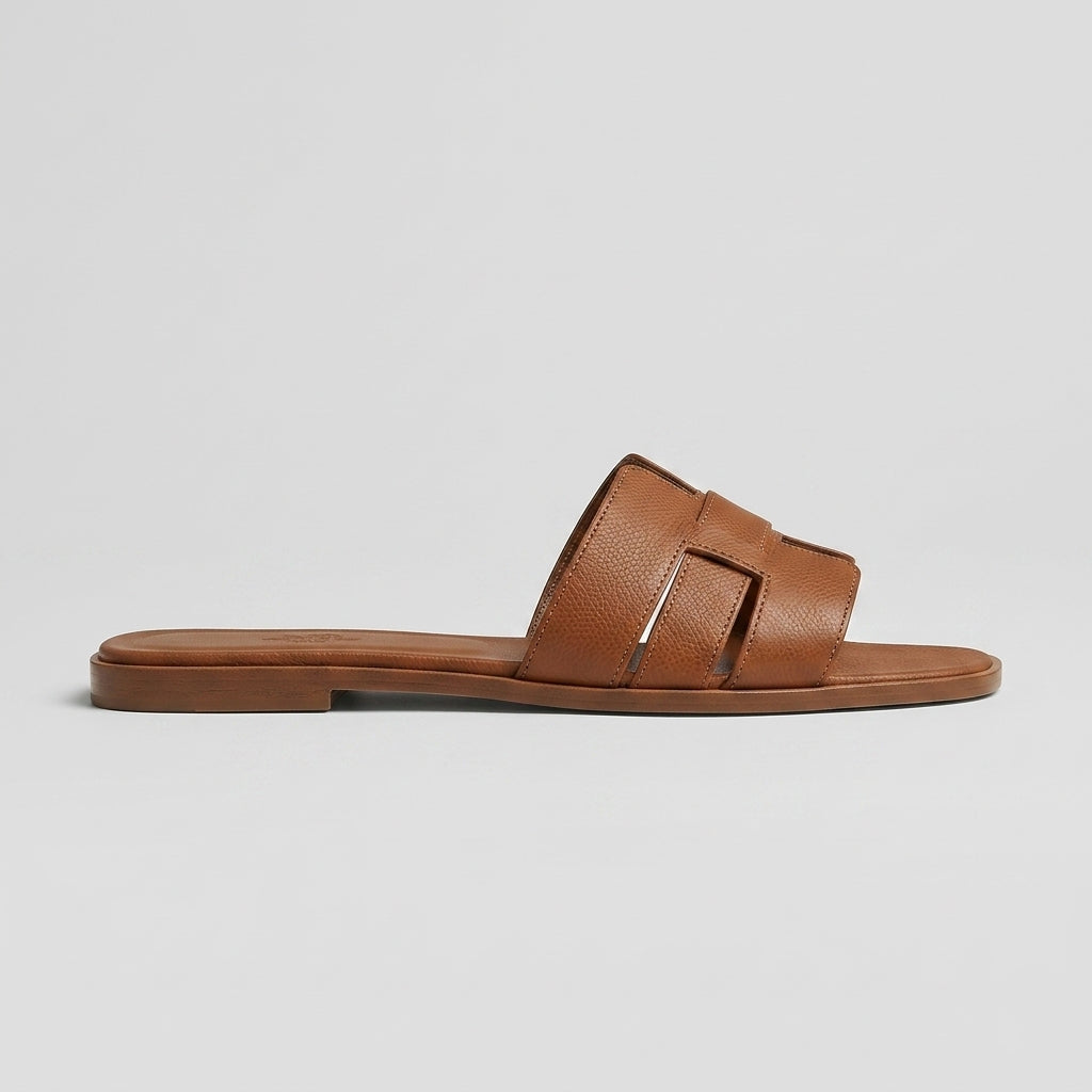 Women's Square Toe Slide Sandals with Cutout Strap Design
