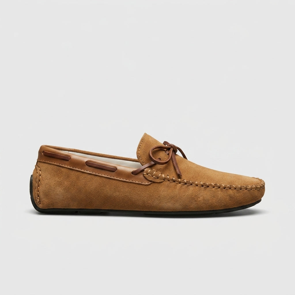 Men's Loafers Suede Moccasin Bow Lace Driving Penny Loafers