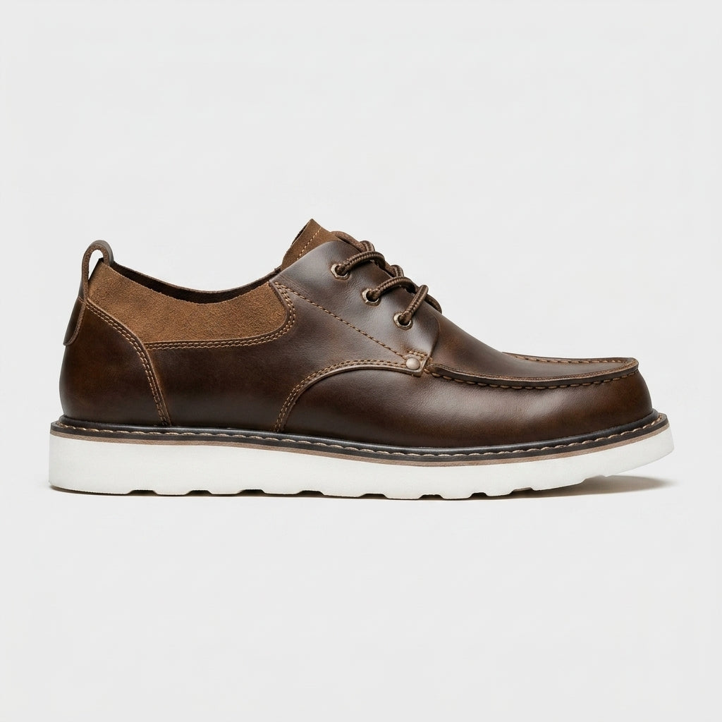 Men's Mocktoe Derby Shoes with Lace-Up Closure and Contrast Panel
