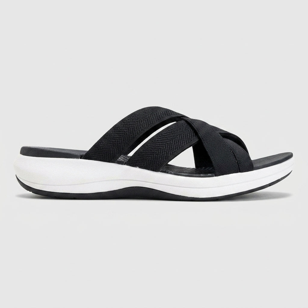 Women's Cross-Strap Slide Sandals with Cushioned Sole