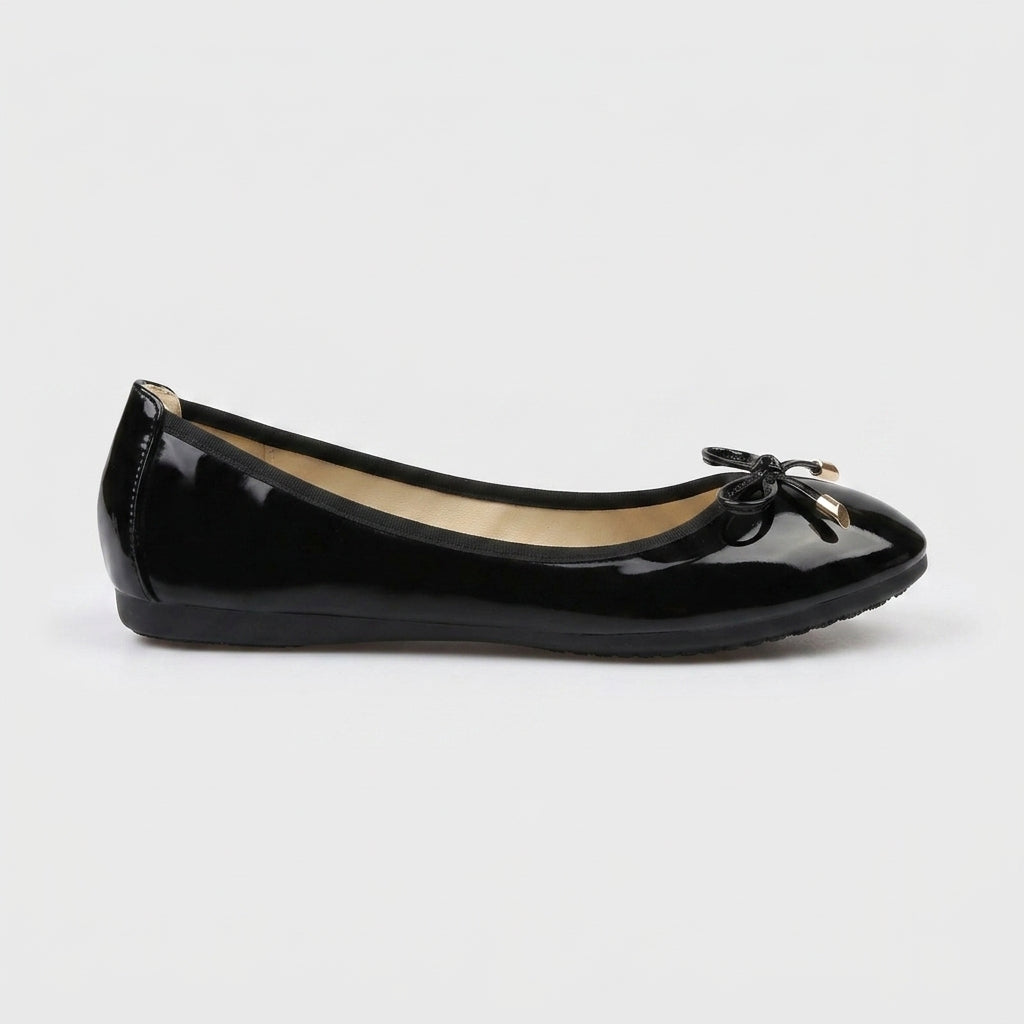 Women's Flats - Bow Detail Slip-On Round Toe Ballet Style