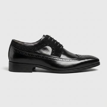 Men’s Wingtip Brogue Oxford Shoes with Lace-Up Closure - Rounded Toe