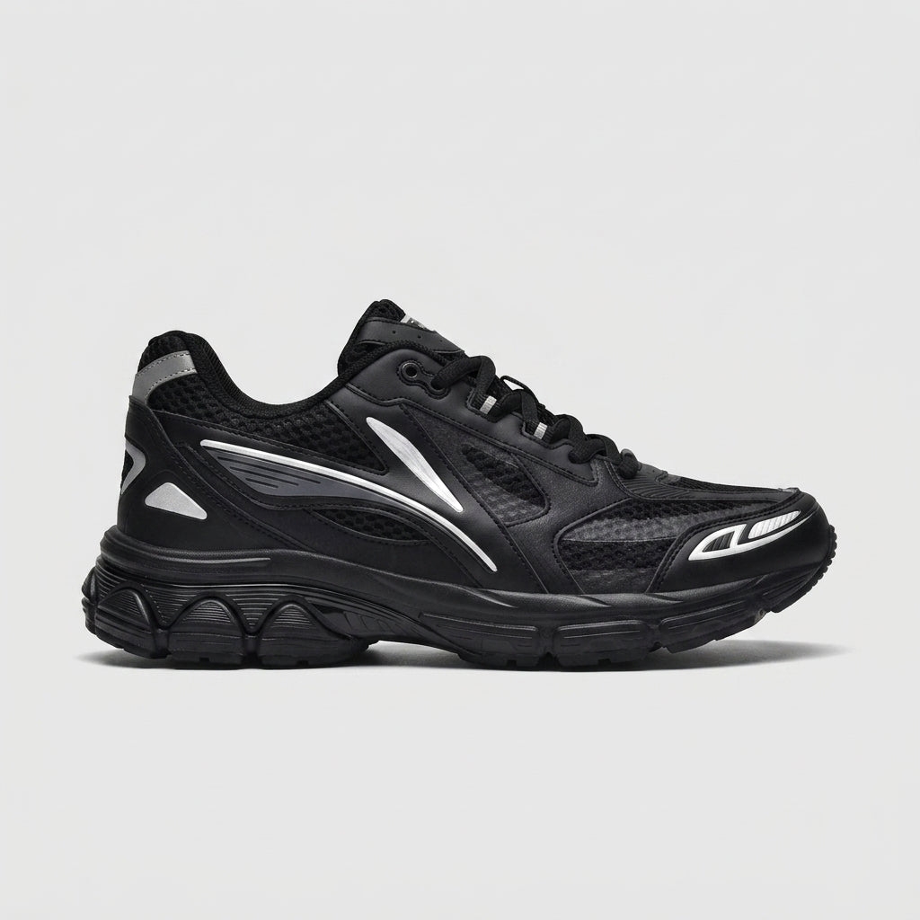 Men's Chunky Lace-Up Sneakers with Mesh Upper and Deep-Lugged Sole