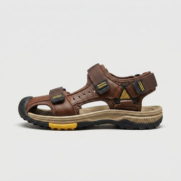 Men's Closed-Toe Sport Sandals with Genuine Leather Straps