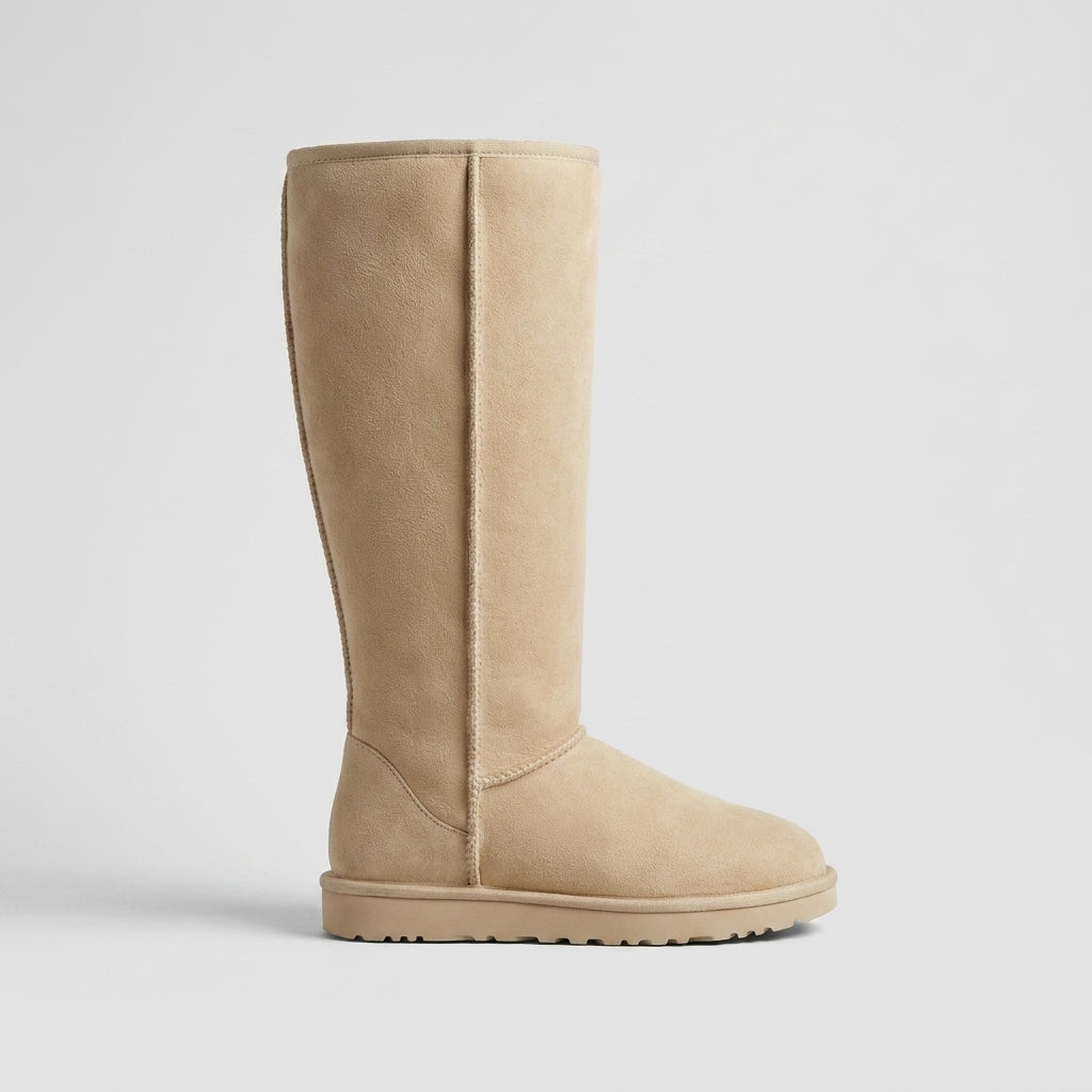 Women's Knee High Boots - Round Toe - Zipper Closure - Flat Sole
