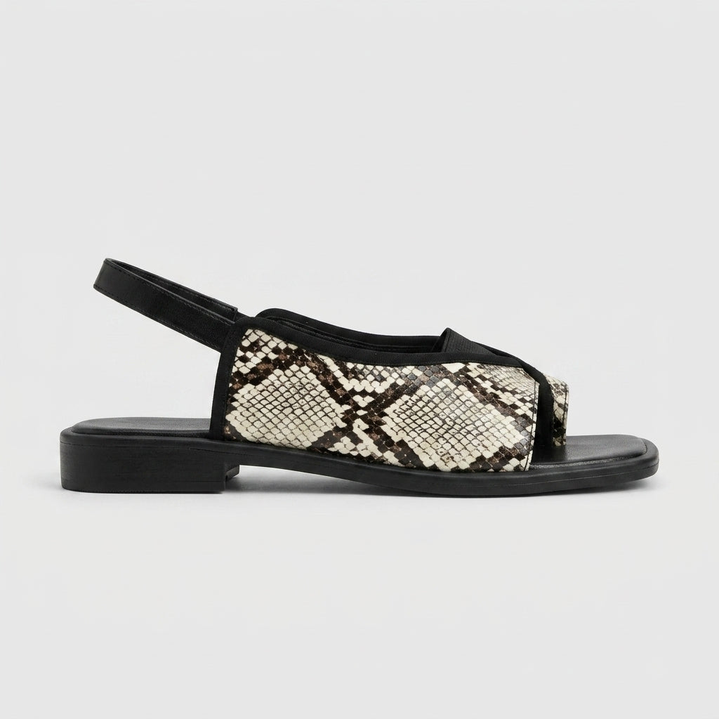 Women's Thong Slingback Sandals with Square Toe and Flat Sole