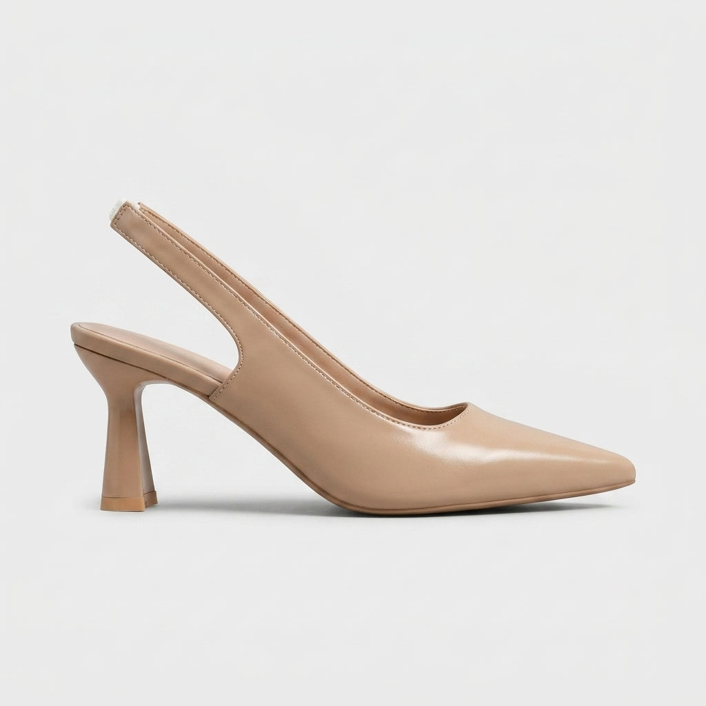 Women's Heels Pointed Toe Slingback Mid Block Heel