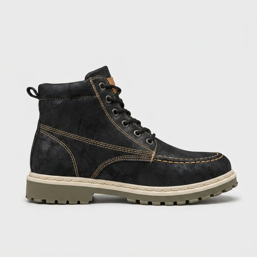 Men's Mocktoe Boots Casual Wedge Sole Lace-Up Ankle