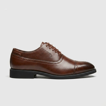 Men's Oxfords Cap-Toe Brogue Lace-Up Dress Shoes