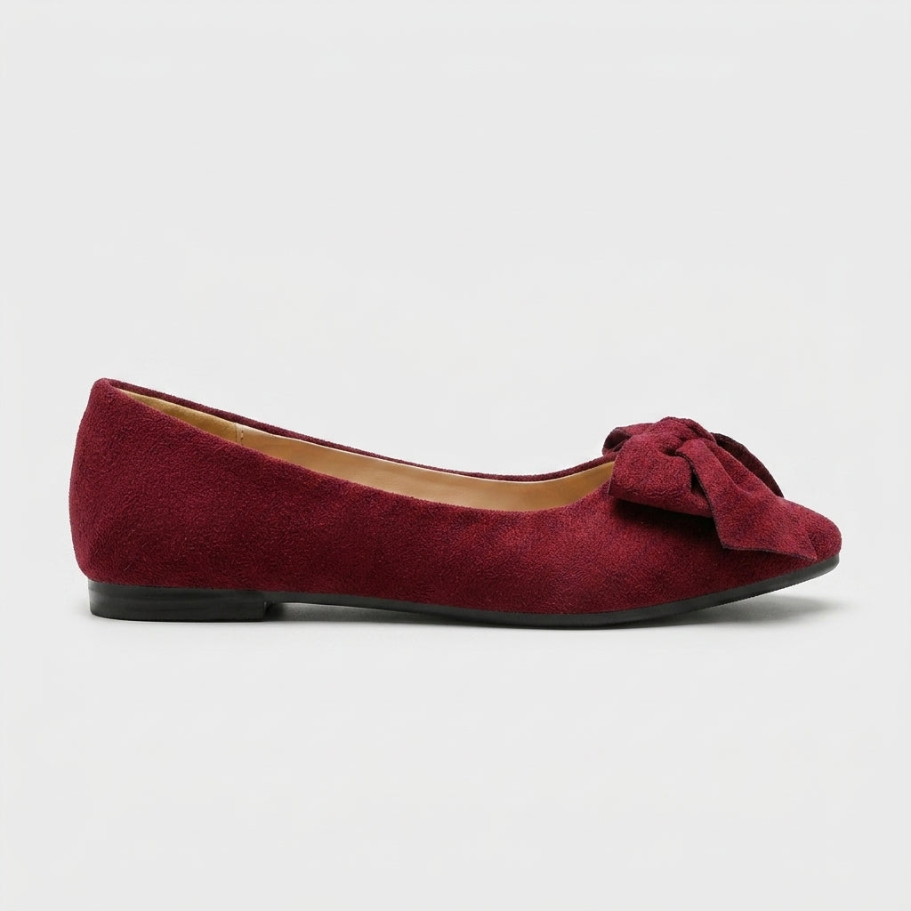 Women's Pointed Toe Ballet Flats with Bow Detail