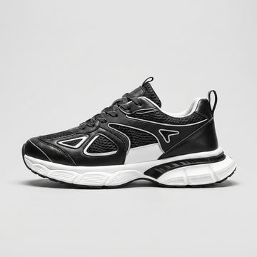 Men's Chunky Lace-Up Sneakers with Perforated Mesh Upper and Rubber Sole
