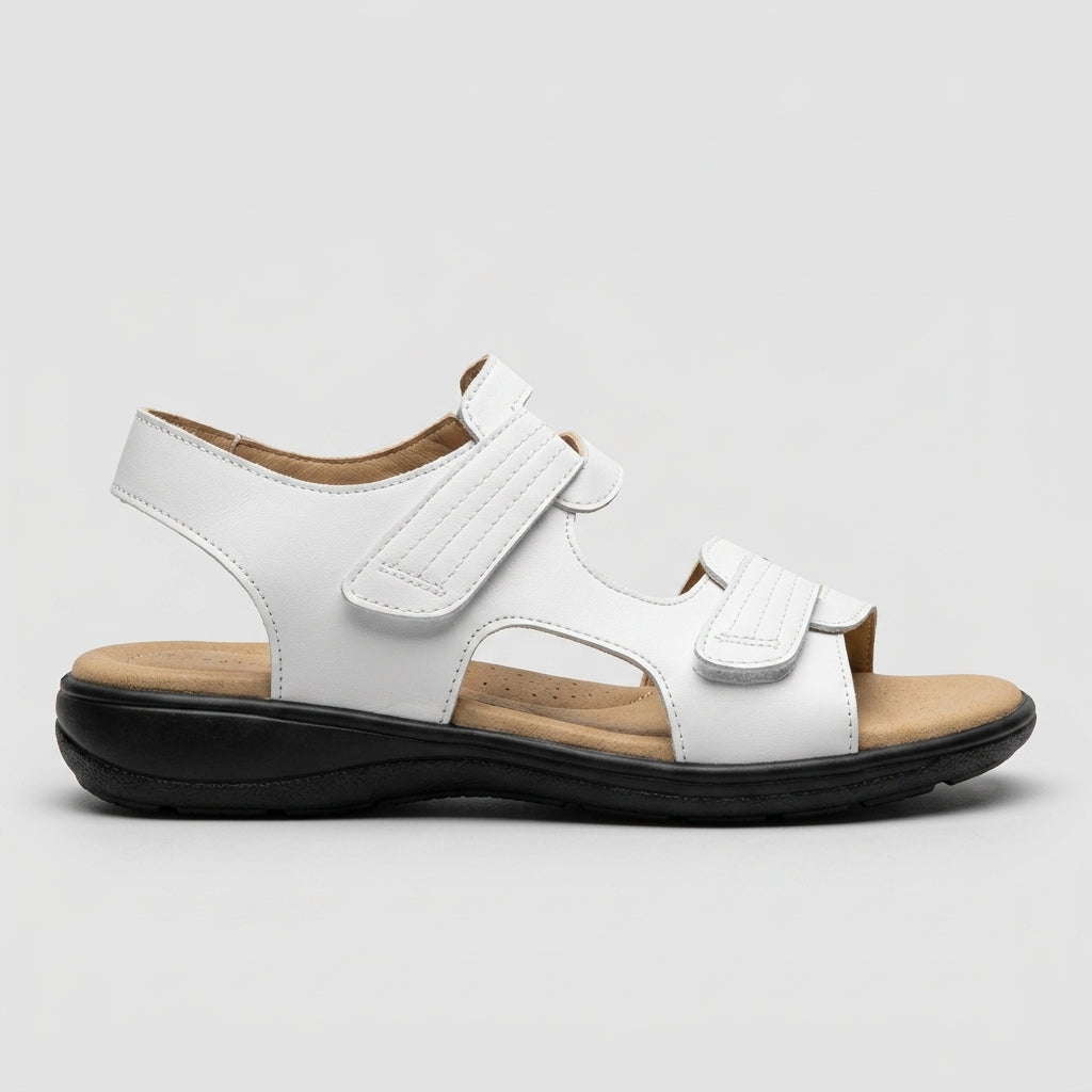 Women's Multi-Strap Flat Sandals - Hook Loop Closure Comfortable