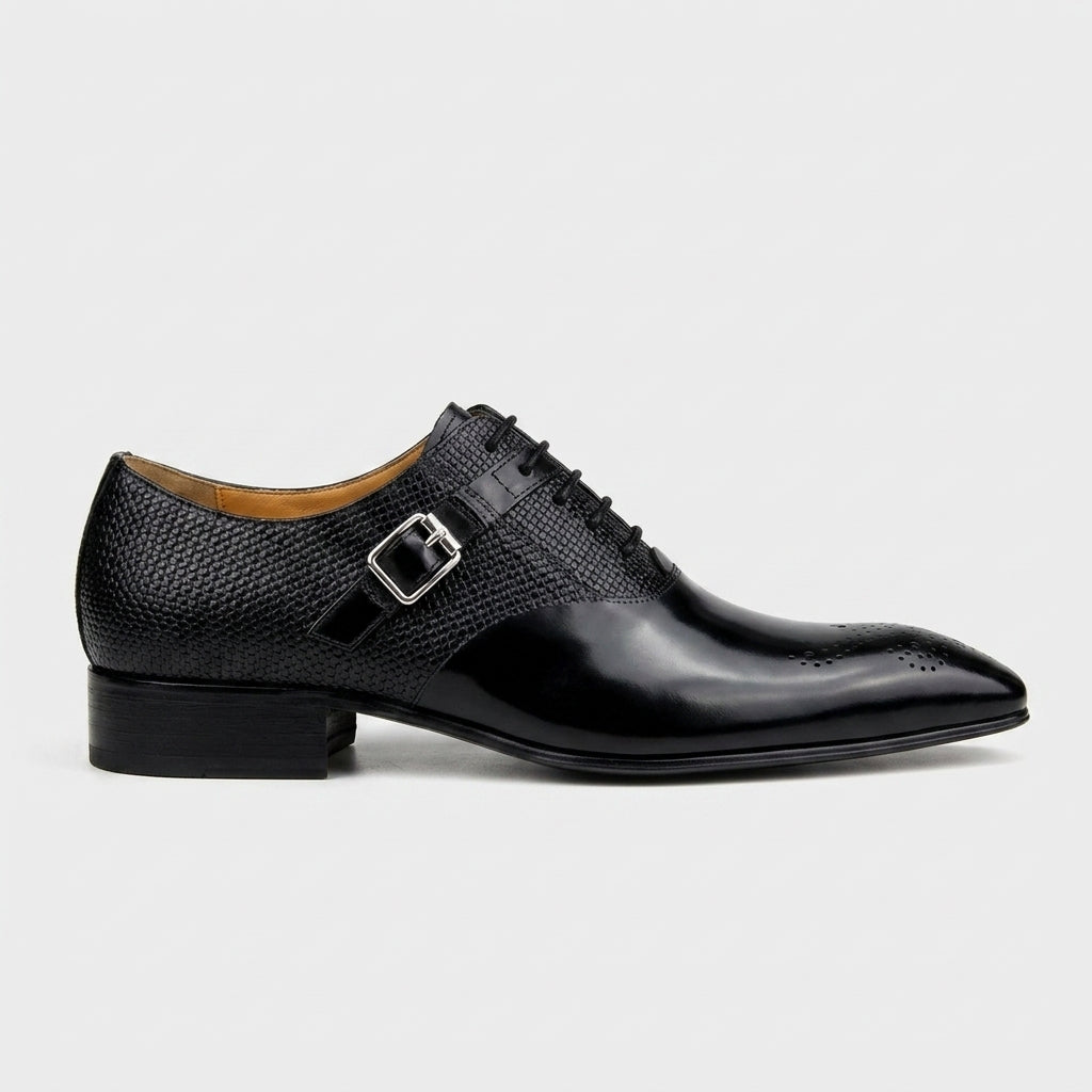 Men's Leather Oxford Dress Shoes - Brogue Toe - Lace-Up