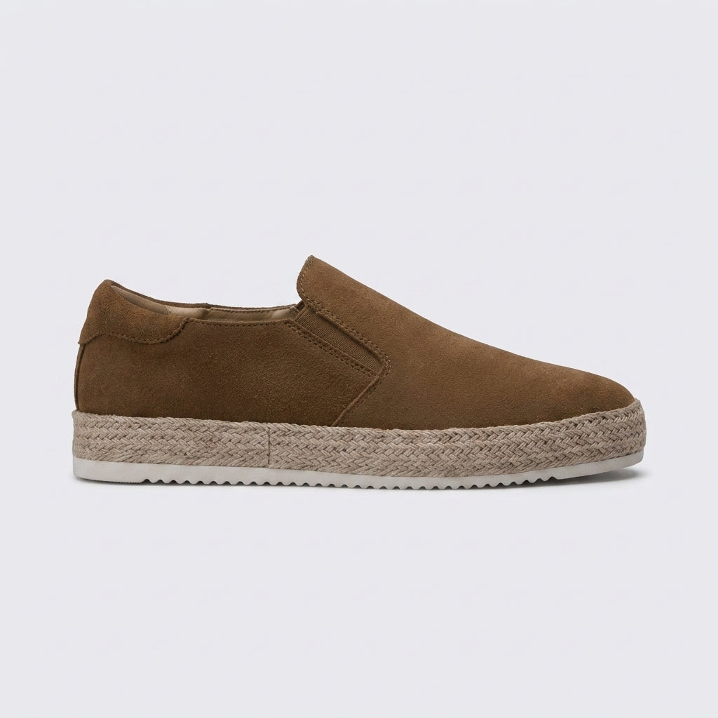Men's Slip-On Sneakers Suede Upper Espadrille Sole Round Toe