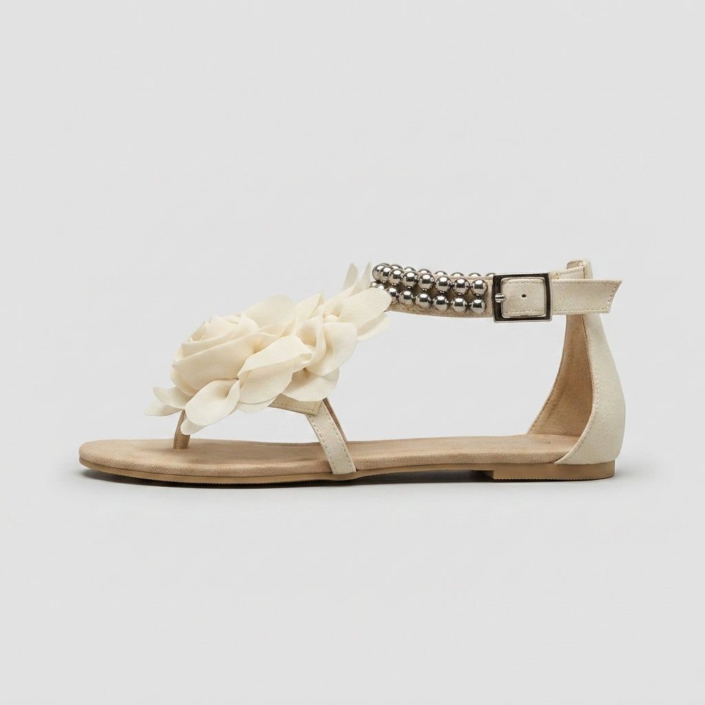 Women's Sandals Open-Toe Flat Heel Slip-On Fabric Upper