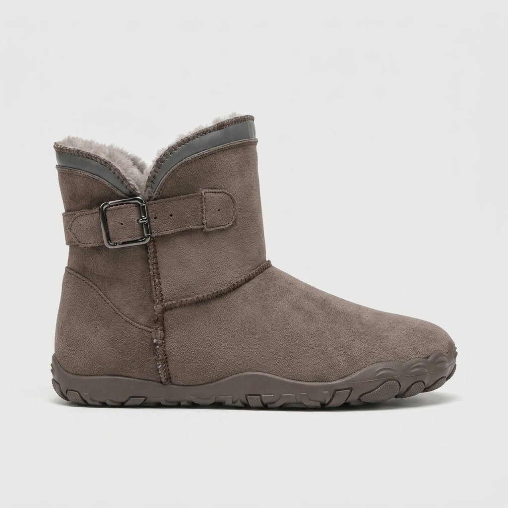 Men's Suede Ankle Boots with Fleece Lining and Buckle Strap