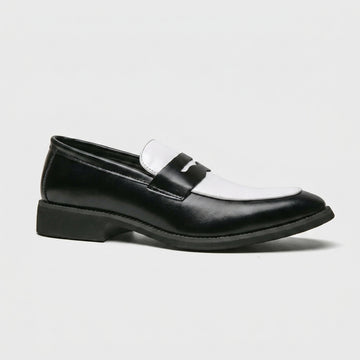 Men's Penny Loafers - Slip-On Rounded Toe with Contrast Panel